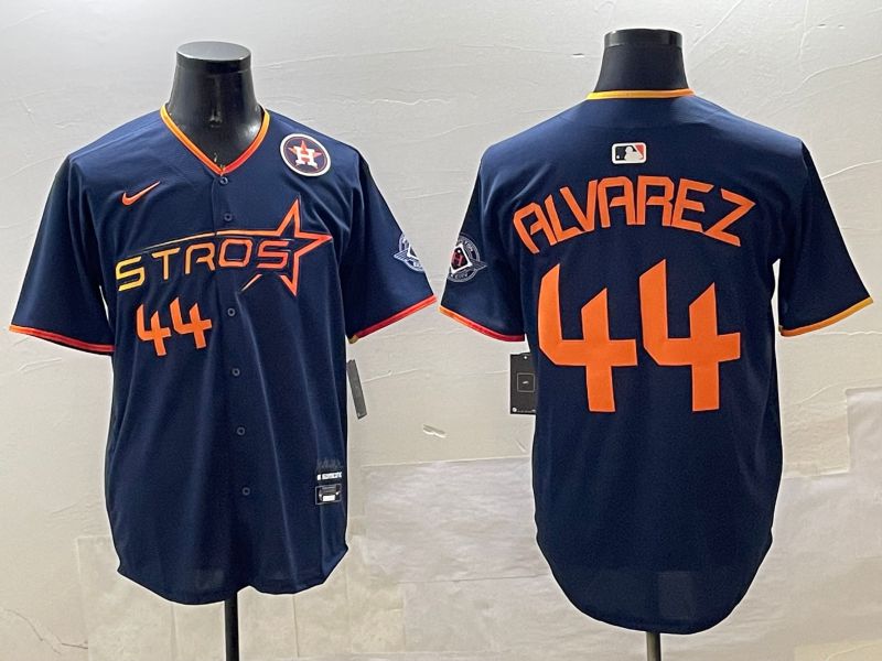Men Houston Astros #44 Alvarez Drak Blue Three generations Joint Name 2025 Nike MLB Jersey style 4